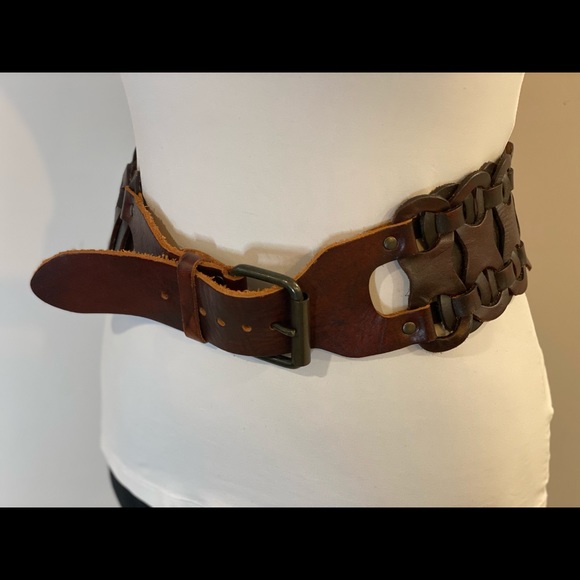 Weaved Genuine Leather Waist Belt - Picture 3 of 9